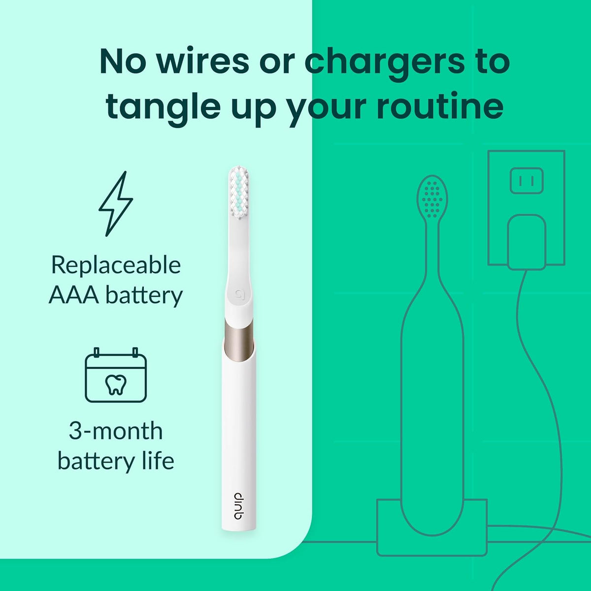 Quip Metal Sonic Toothbrush, Electric Toothbrush for Adults –Time Travel & Soft Bristles with Travel Case & Replaceable Brush Head -3-Month Battery Life - Dawn Peach Gold