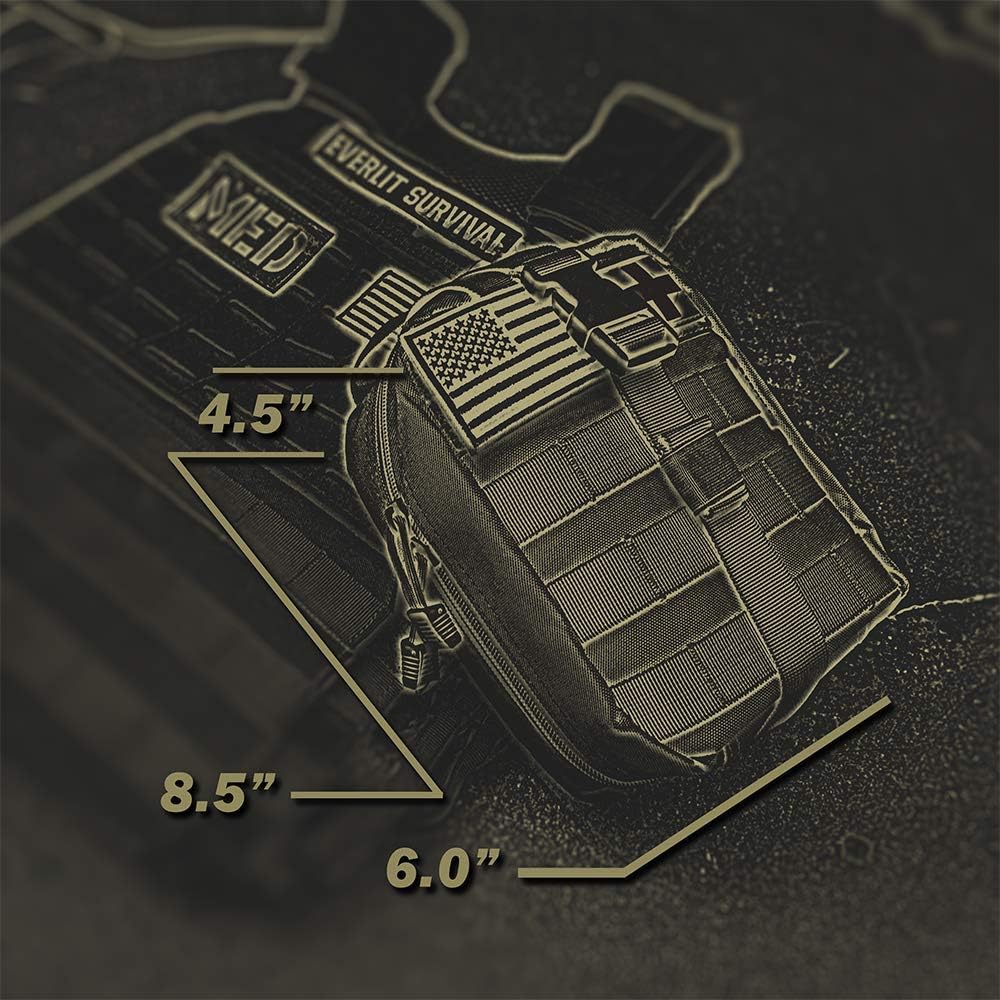 EVERLIT Emergency Trauma Kit, CAT GEN-7 Tourniquet 36" Splint, Military Combat Tactical IFAK for Critical Wounds First Aid, Gun Shots, Severe Bleeding Control (Camouflage)