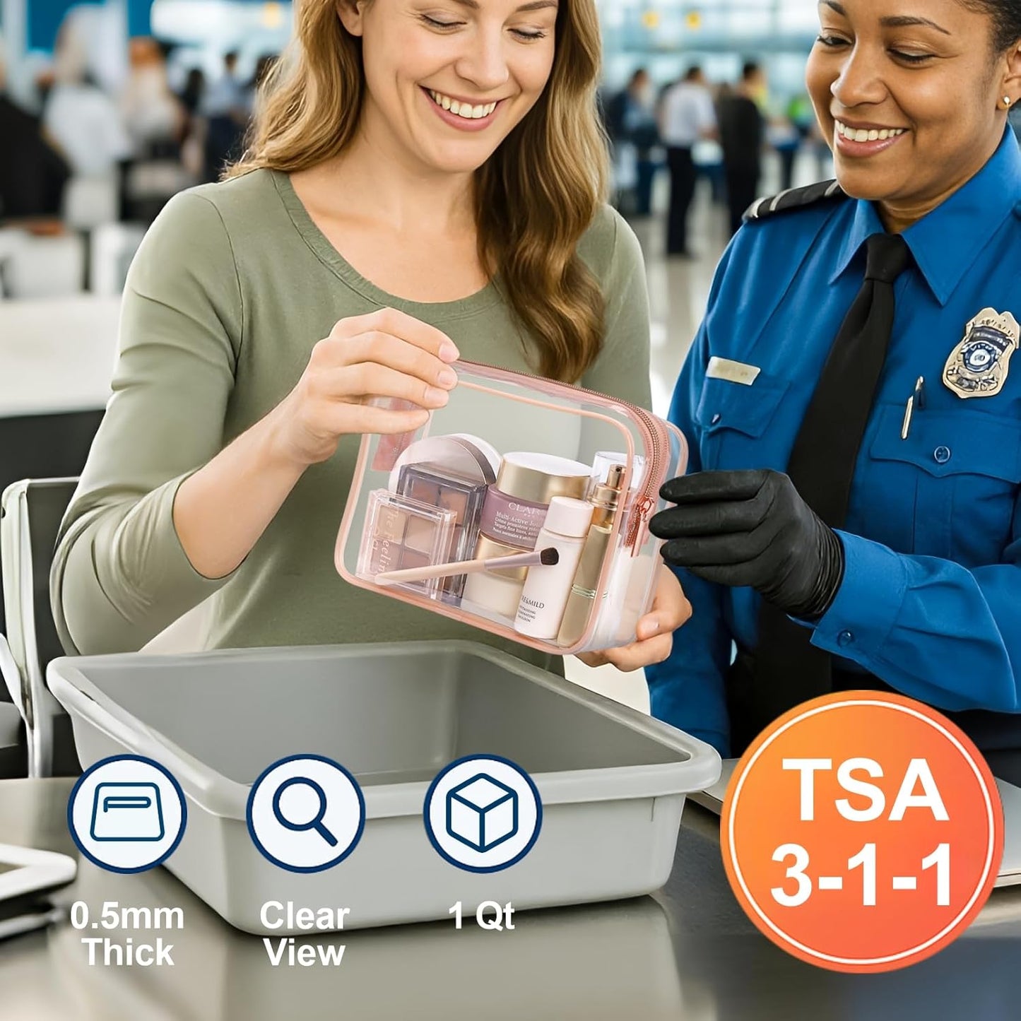 PACKISM TSA Approved Toiletry Bag - 3 Pack Upgrade Color-Edged Clear Makeup Bag, Clear Toiletry Bag For Traveling Fits Various Storage Needs, Pink