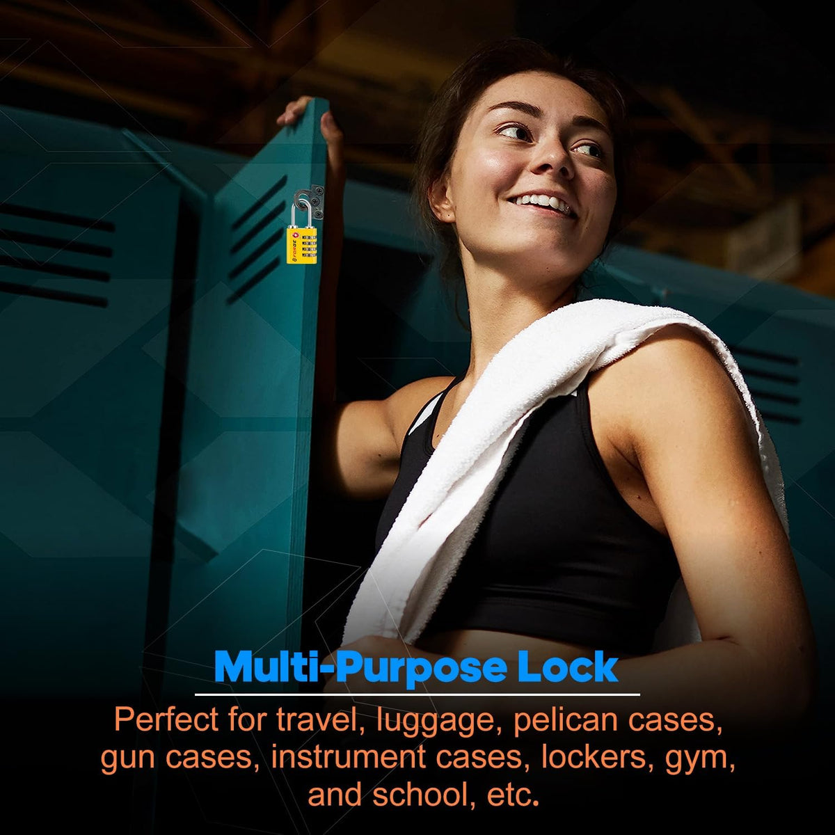 Forge Dual-Opening: Key or Combination Access Lock, TSA Approved Locks for Luggage, Pelican case, Travel, Gym, School, Stainless Steel Shackle.(Yellow 2 Locks)