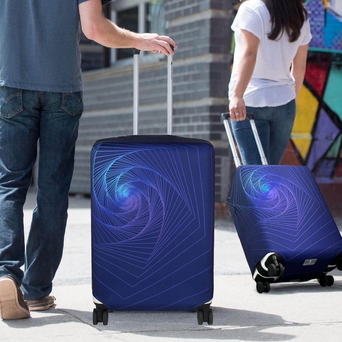 Explore Land Travel Luggage Cover Suitcase Protector Fits 23-26 Inch Case (Gyrotropic, M)