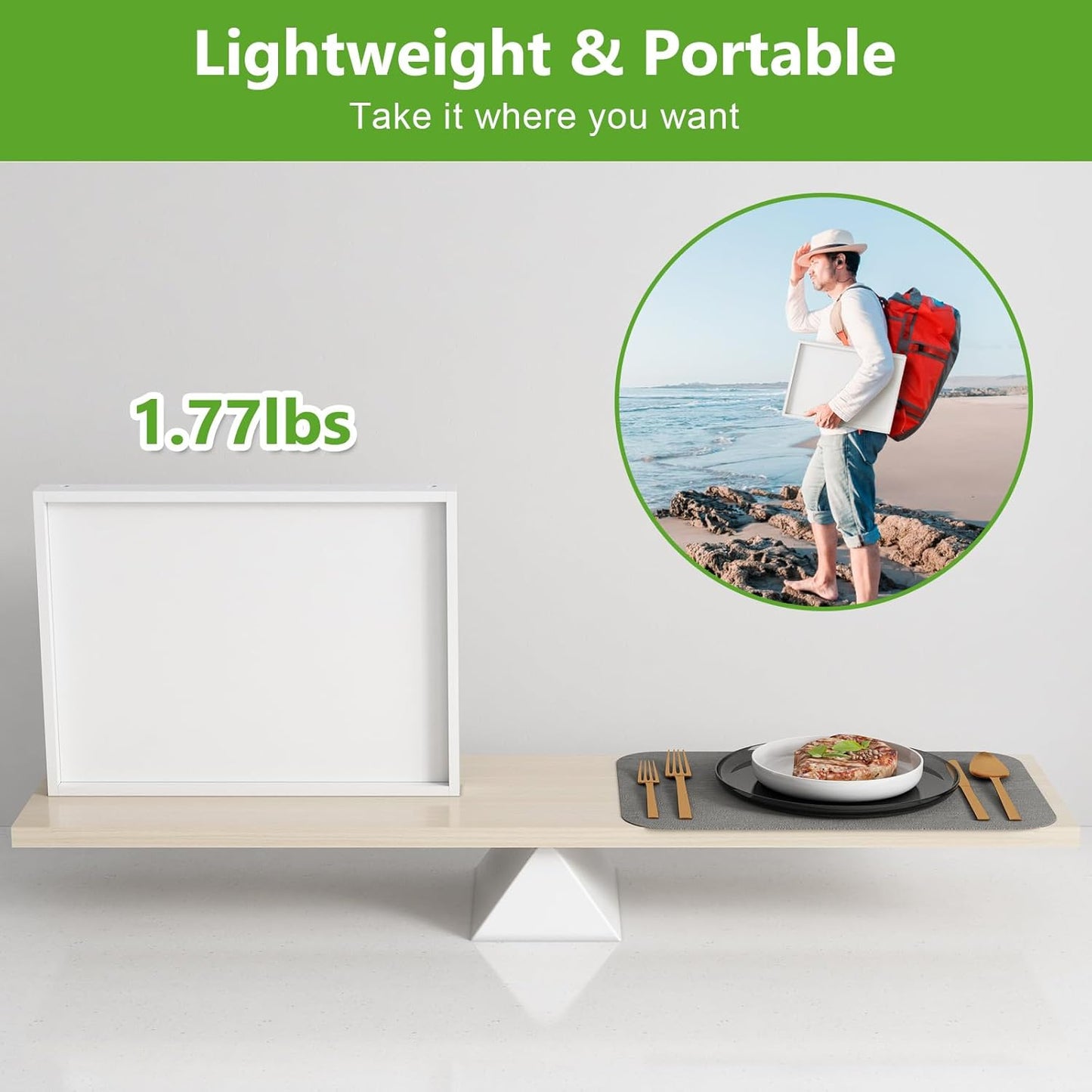 Bed Tray Table with Folding Legs, Bamboo Breakfast in Bed for Kitchen Serving Tray, Sofa, Eating, Used As Laptop Desk Snack Tray (4 Pack, White Color)