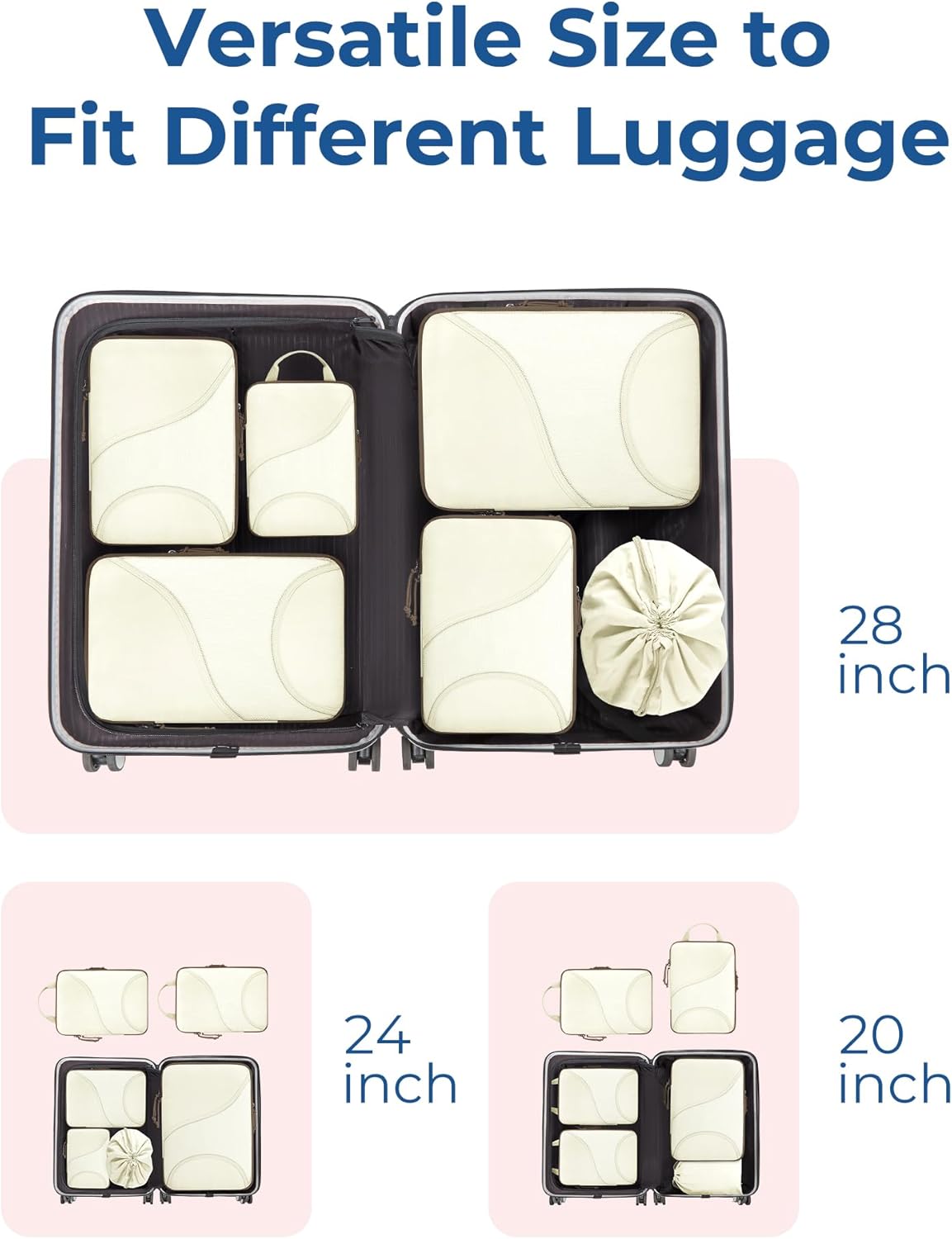 BAGSMART Compression Packing Cubes - 6 Set Travel Packing Cubes for Suitcases, Compression Suitcase Organizers with Shoe Bag