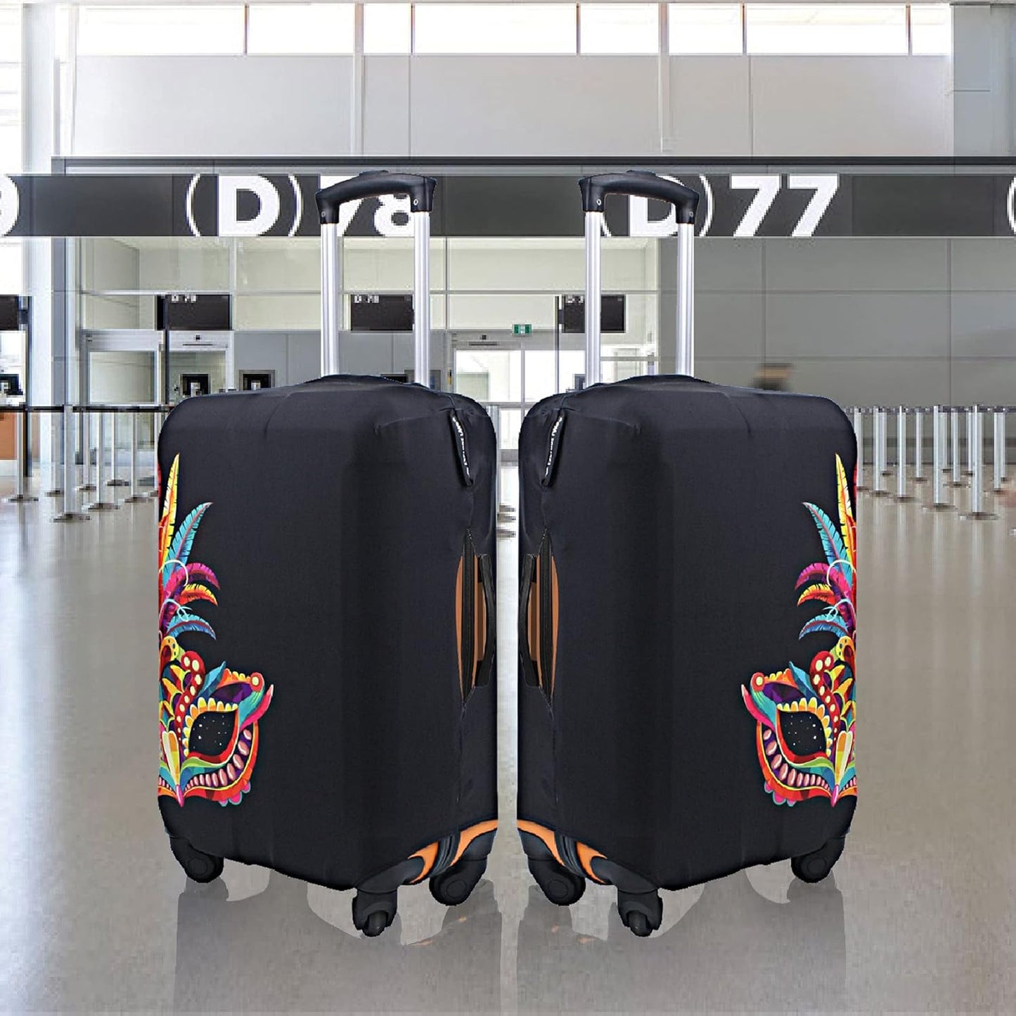 Explore Land Travel Luggage Cover Suitcase Protector Fits 18-22 Inch Case (Carnival, S)