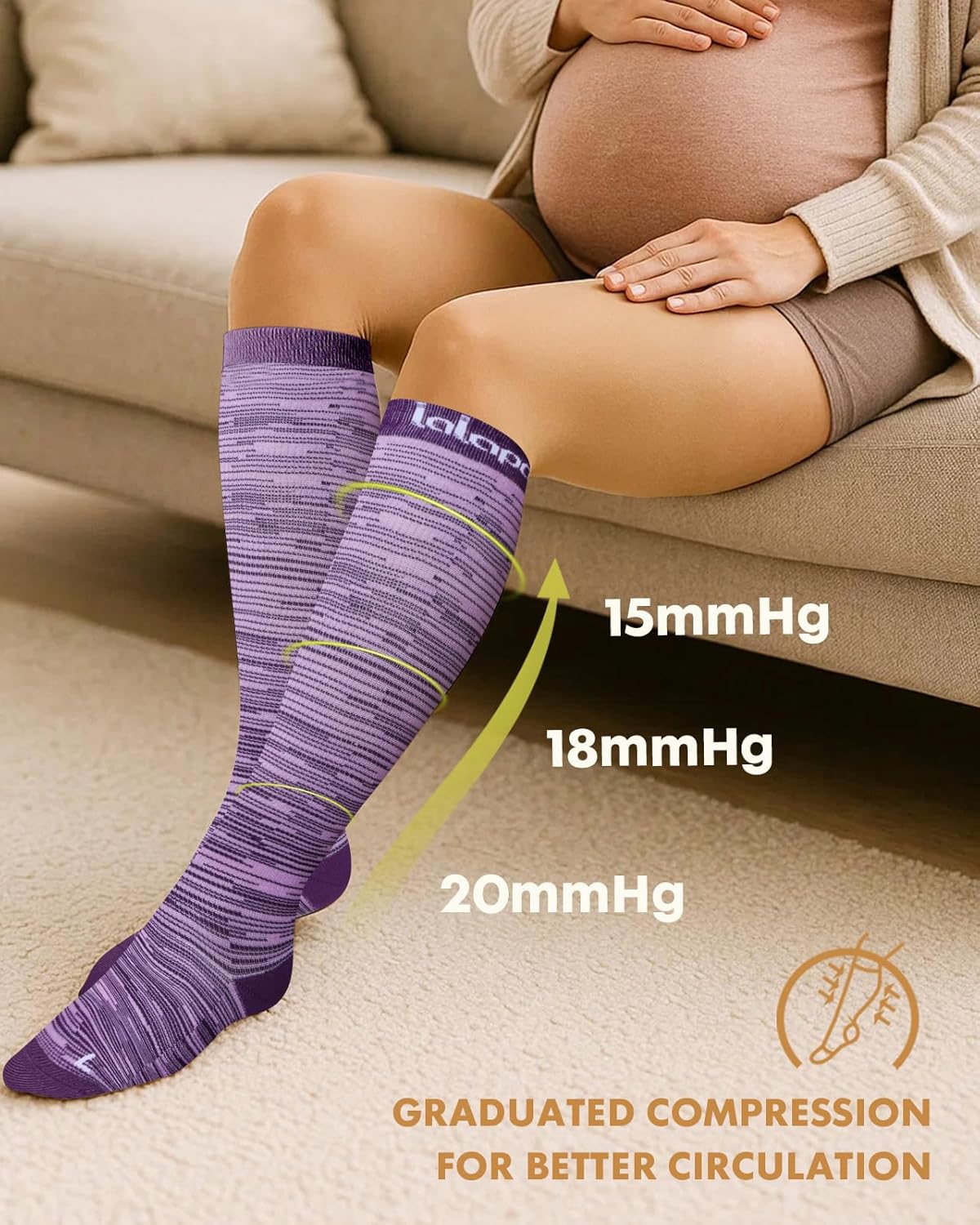 Thick Soft Cotton Compression Socks for Women Men 15-20mmHg Knee High Breathable Cotton Socks for All Day Comfort
