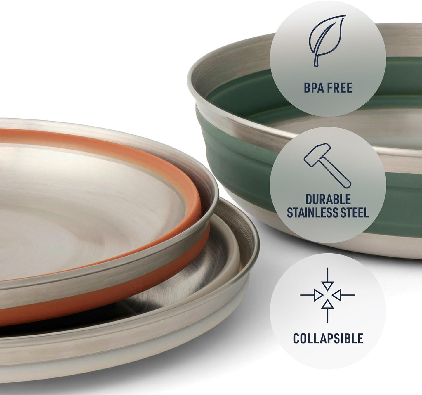 Sea to Summit Detour Stainless Steel Collapsible Bowl, Large (31 fl oz), Moonstruck Grey