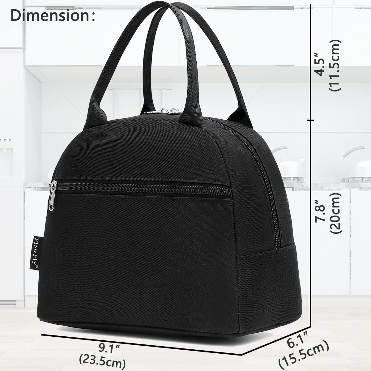 FlowFly Insulated Lunch Cooler Bag - Tote Bag Organizer for Women/Men, Black