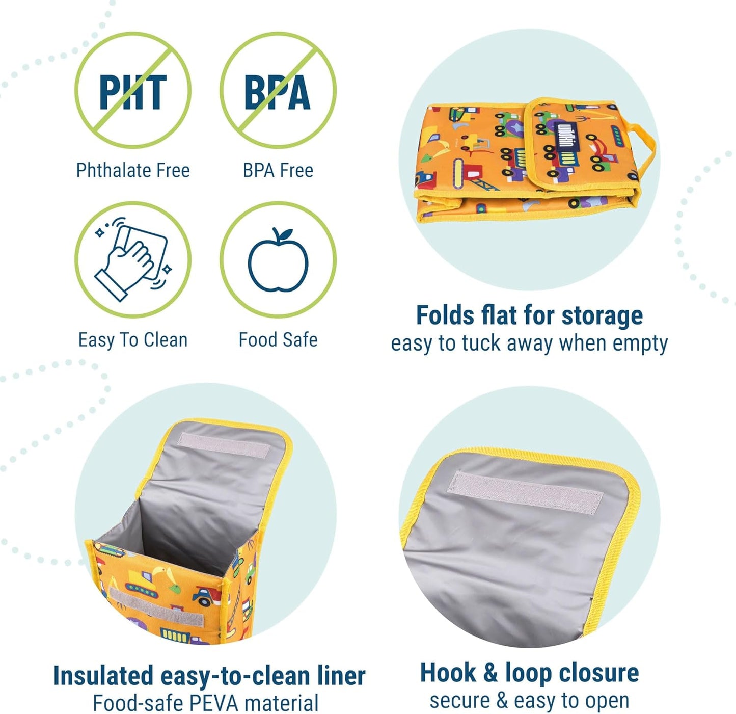 Wildkin Kids Insulated Lunch Bag – Reusable, Ideal for Hot/Cold Snacks, School & Travel - Under Construction