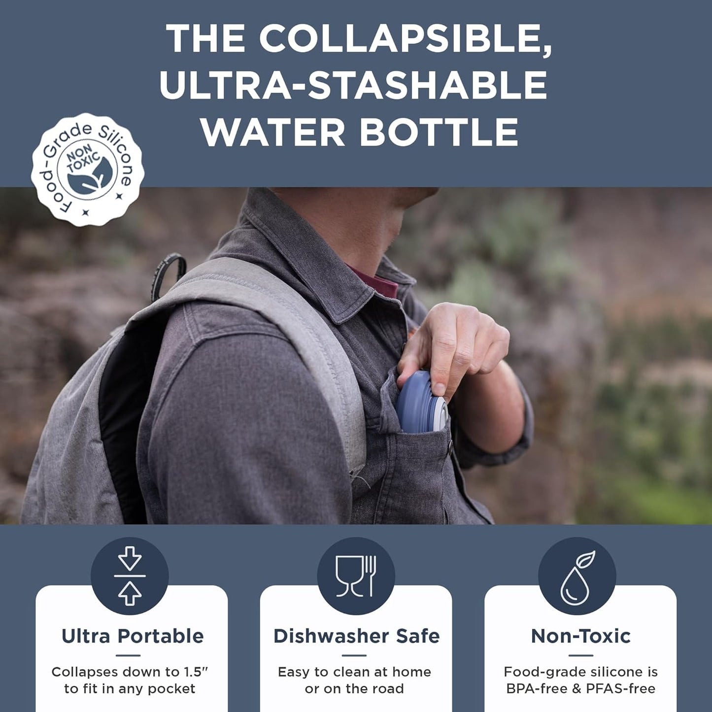 HYDAWAY 17oz Collapsible Water Bottle - BPA-Free, Leakproof, Lightweight, and Space-Saving - Perfect for Travel, Hiking, and Everyday Hydration