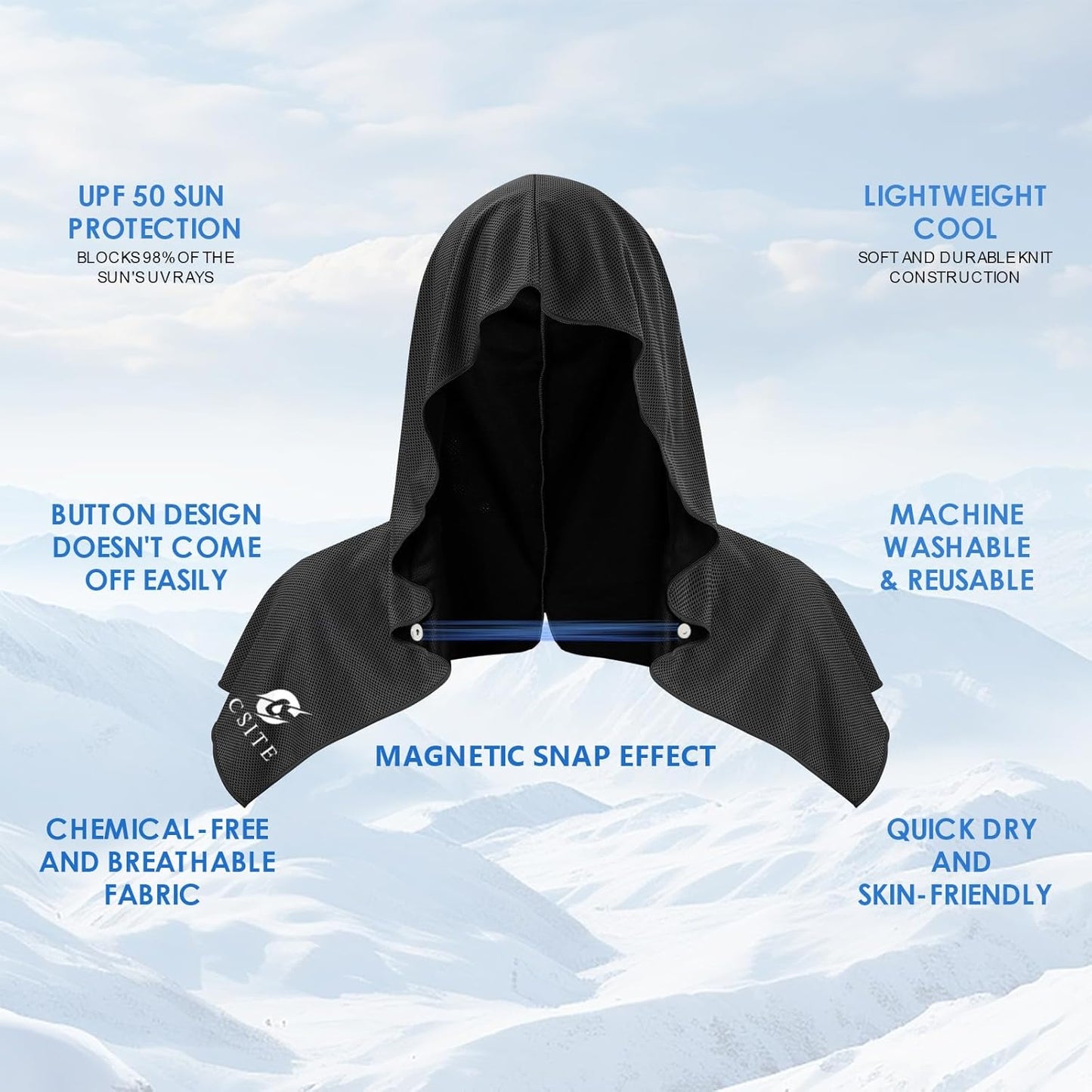 3 Pack Cooling Hoodie Towels for Neck and Face, UPF 50 Sun Protection & Instant Cooling, Ice Towels for Hot Weather, Soft Breathable Towel for Sport, Work Out, Gym, Camping & More Activities