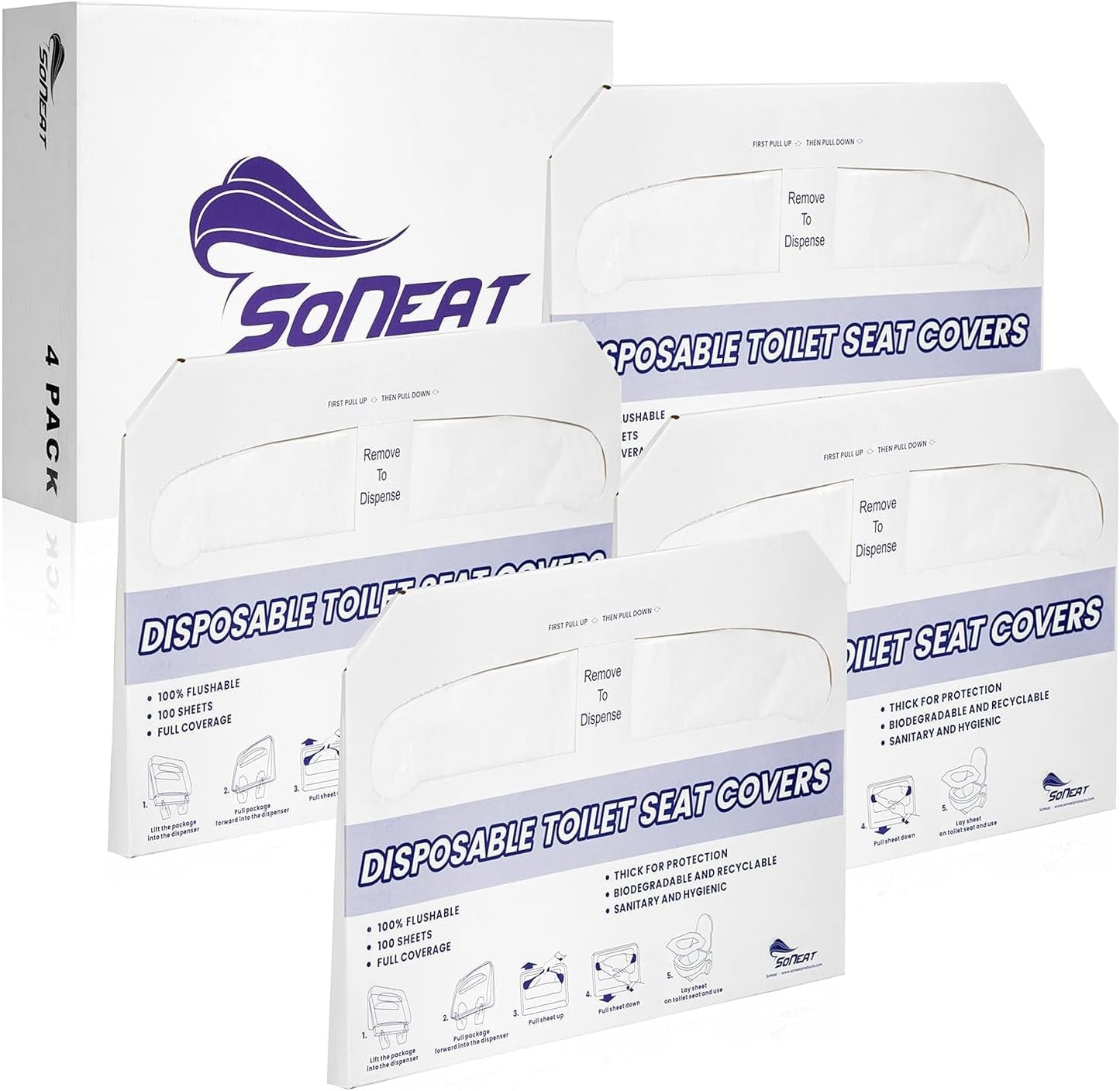 Disposable Toilet Seat Cover - 400 Sheets of XL Half Fold Flushable Toilet Seat Covers for Commercial, Public Facilities and Potty Training, Premium Toilet Paper Cover, Regular (4 Pack)
