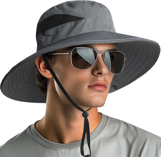 NPQQUAN Ponytail Sun Bucket Hats for Women Men Wide Brim UPF 50+ Fishing & Beach Hats