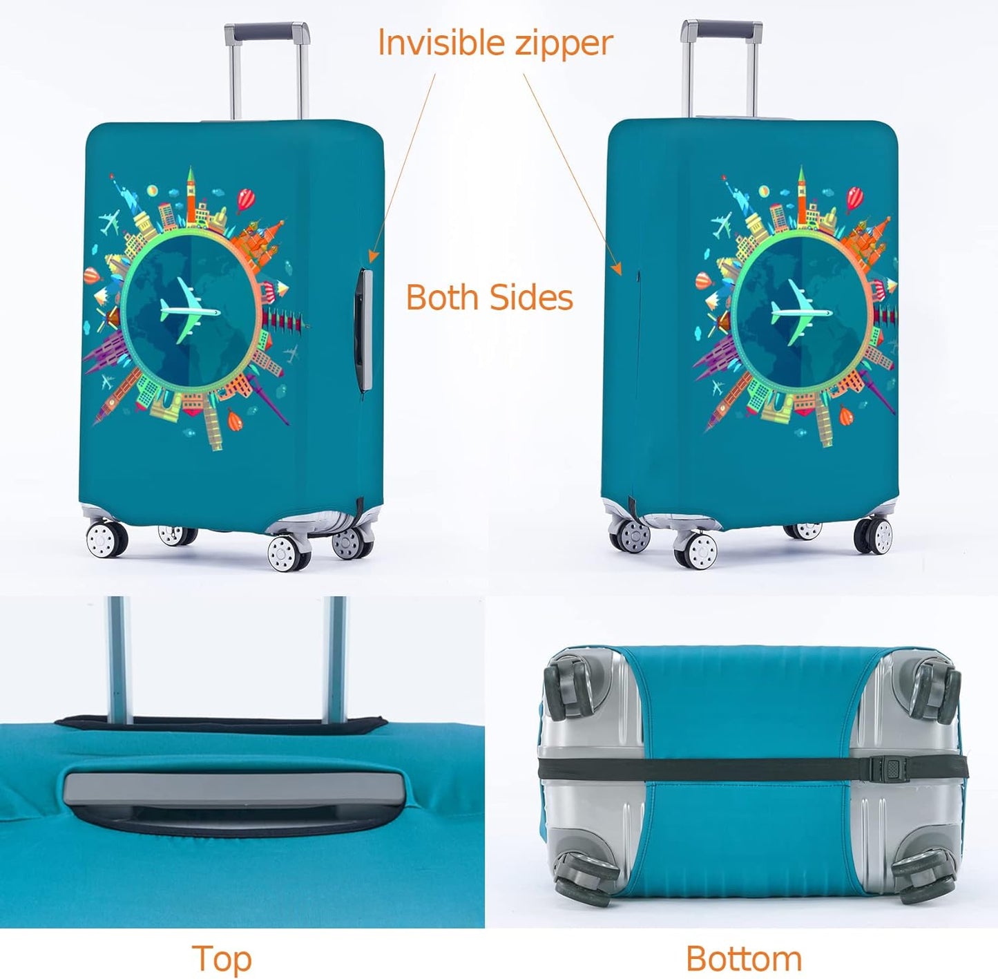 Travelkin Luggage Covers For Suitcase Tsa Approved,Suitcase Cover Protector Fit 18-32 Inch Luggage (Dreaming Blue, S)