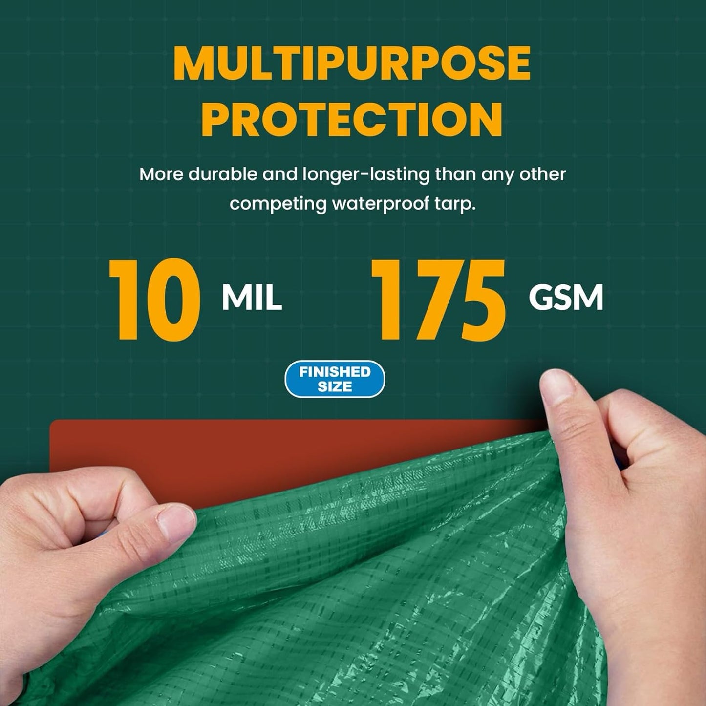Large Waterproof Tarp - Heavy Duty 10 Mil Thick Poly Tarpaulin Ideal for Canopy Tents, Boats, RV or Pool Covers - Multipurpose Protective Tarps with Grommets for Indoor, Outdoor Use | 6' x 8' 2 Pack