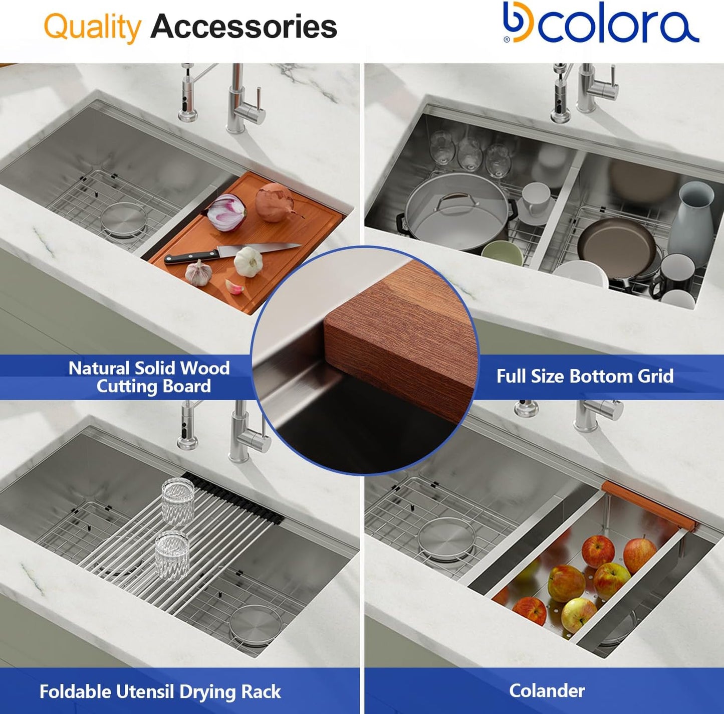 Dcolora 36 Inch Large Double Bowl Low-Divide Kitchen Sink Undermount 16 Gauge Stainless Steel 60/40 Split with Workstation, 36"x19"x10" Double Basin, DC-U7739