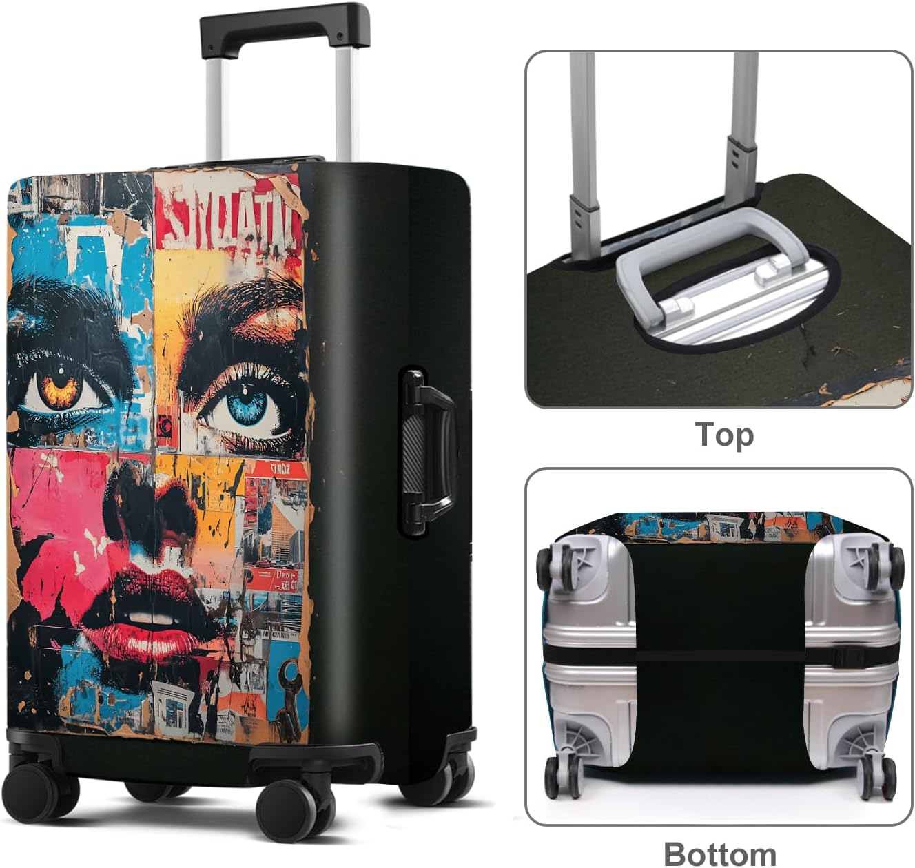 Luggage Cover Washable Suitcase Protector Anti-scratch Suitcase cover Fits 20-34 Inch Luggage (Girl-4, L(28-30inch suitcase))