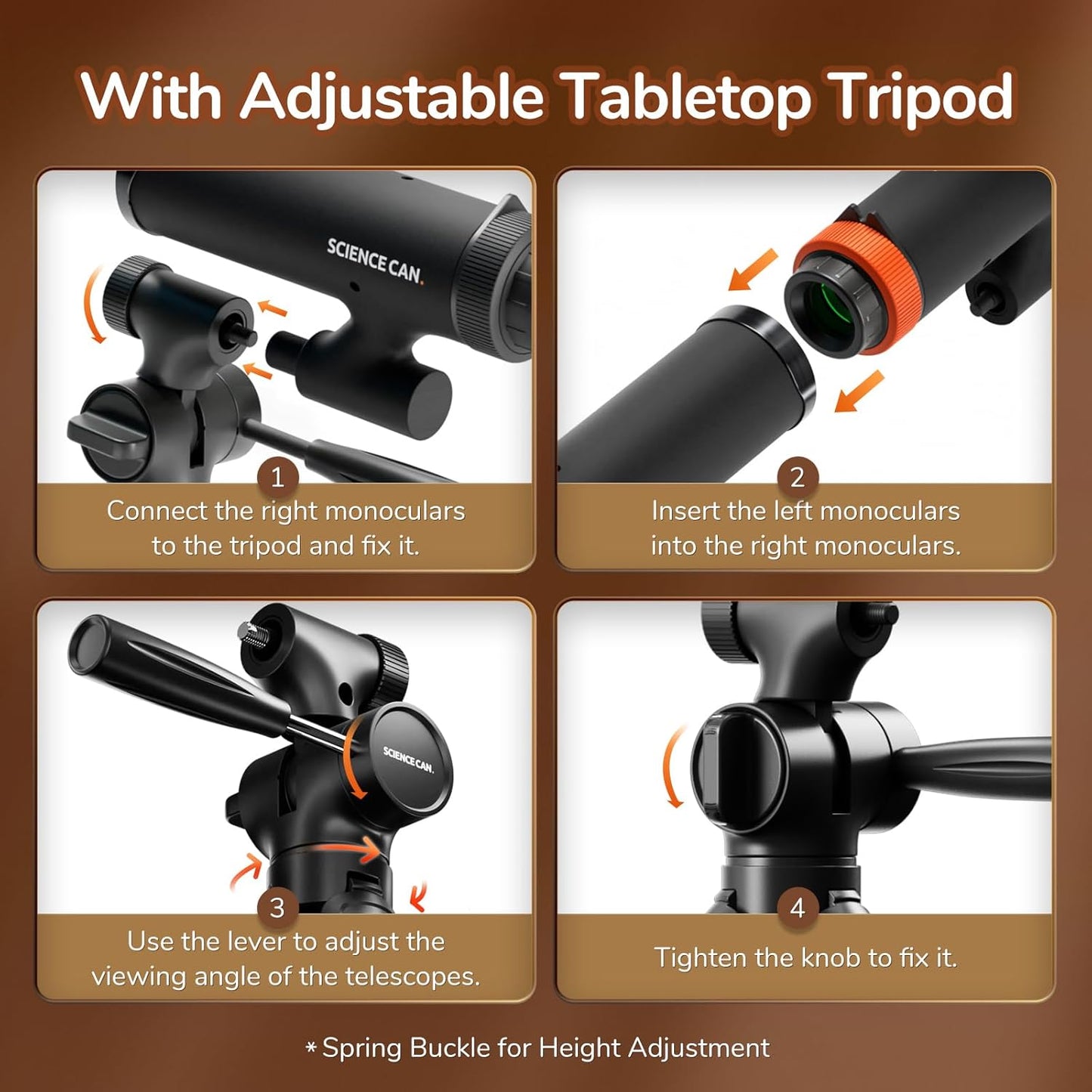 Science Can Binoculars for Kids & Beginners - 3 in 1 Portable Telescope with Adjustable Tripod & Phone Support,16X Magnification for Outdoor Exploration, Science Kit for Boys Girls 6-12 Years Old