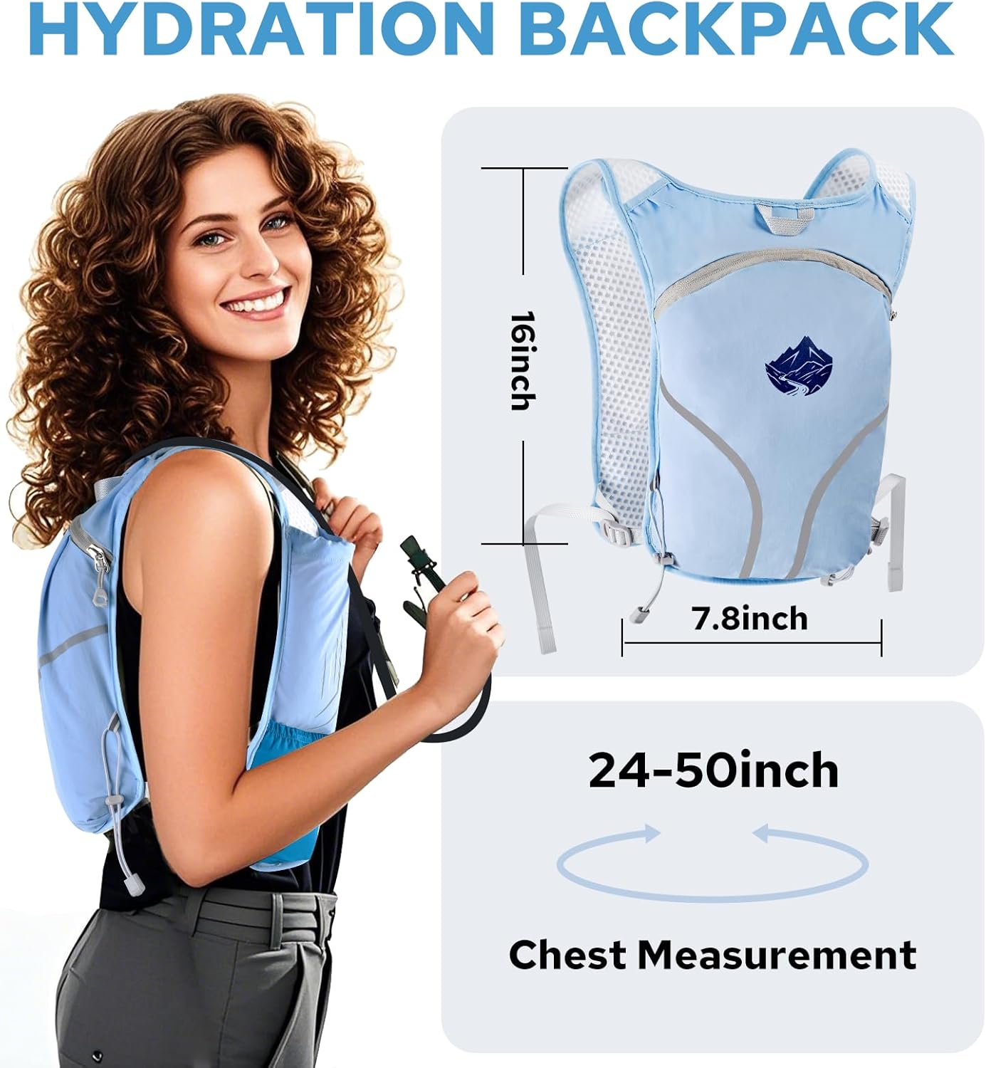 Lightweight Running Vest for Women Men, Adjustable Hydration Backpack with 500ml TPU Soft Flask, Breathable Reflective Large Capacity Water Backpack for Running Cycling Marathon Hiking