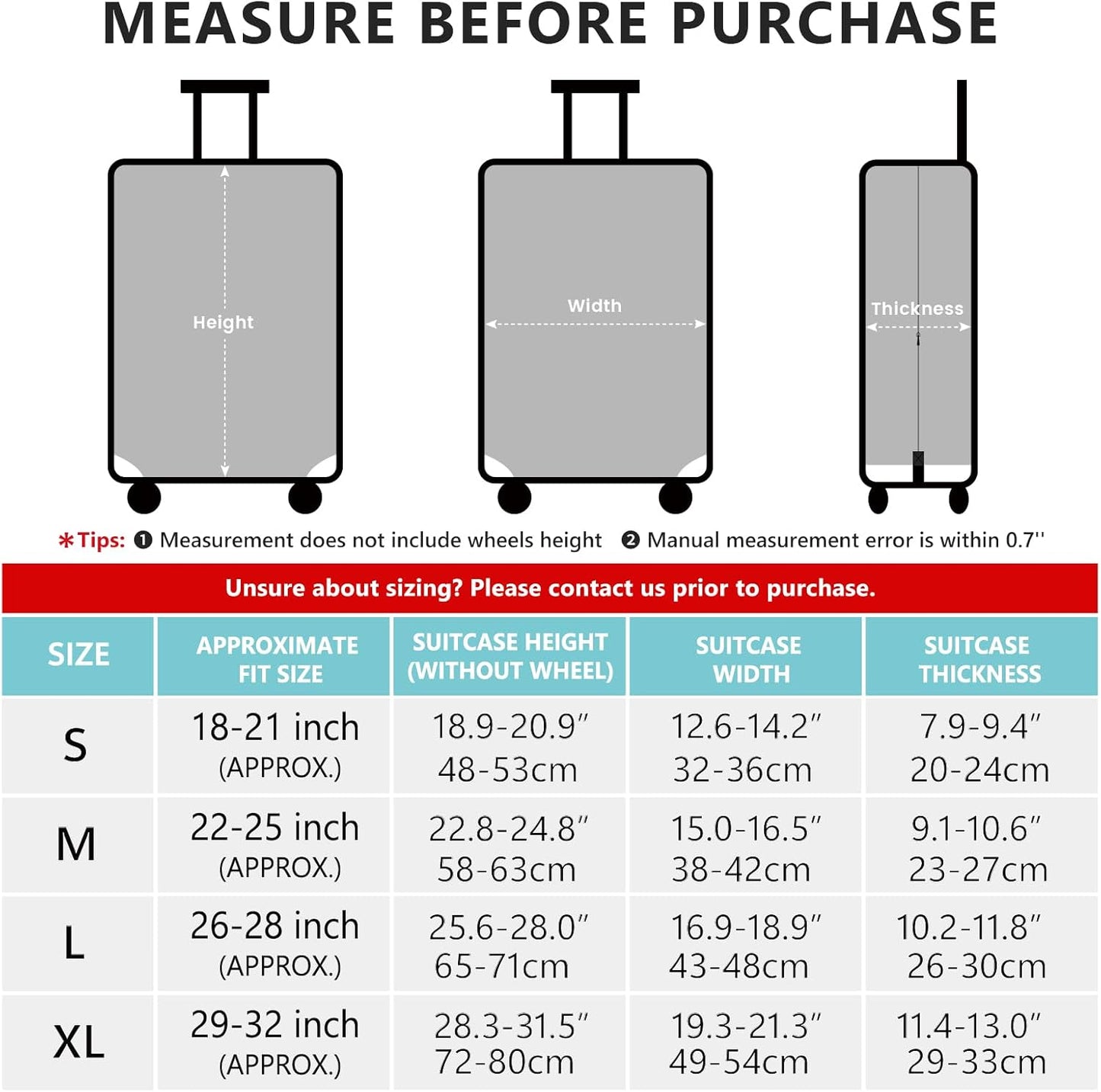 Travelkin Luggage Covers With Tag For Suitcases Tsa Approved,Suitcase Covers Protector Fit 18-32 Inch Luggage XL(29-32inch suitcase)