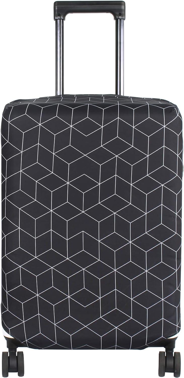 HYPER VENTURE Washable Luggage Cover - Fashion Suitcase Protector Fits 23-26 Inch Luggage (Black Maze, M)