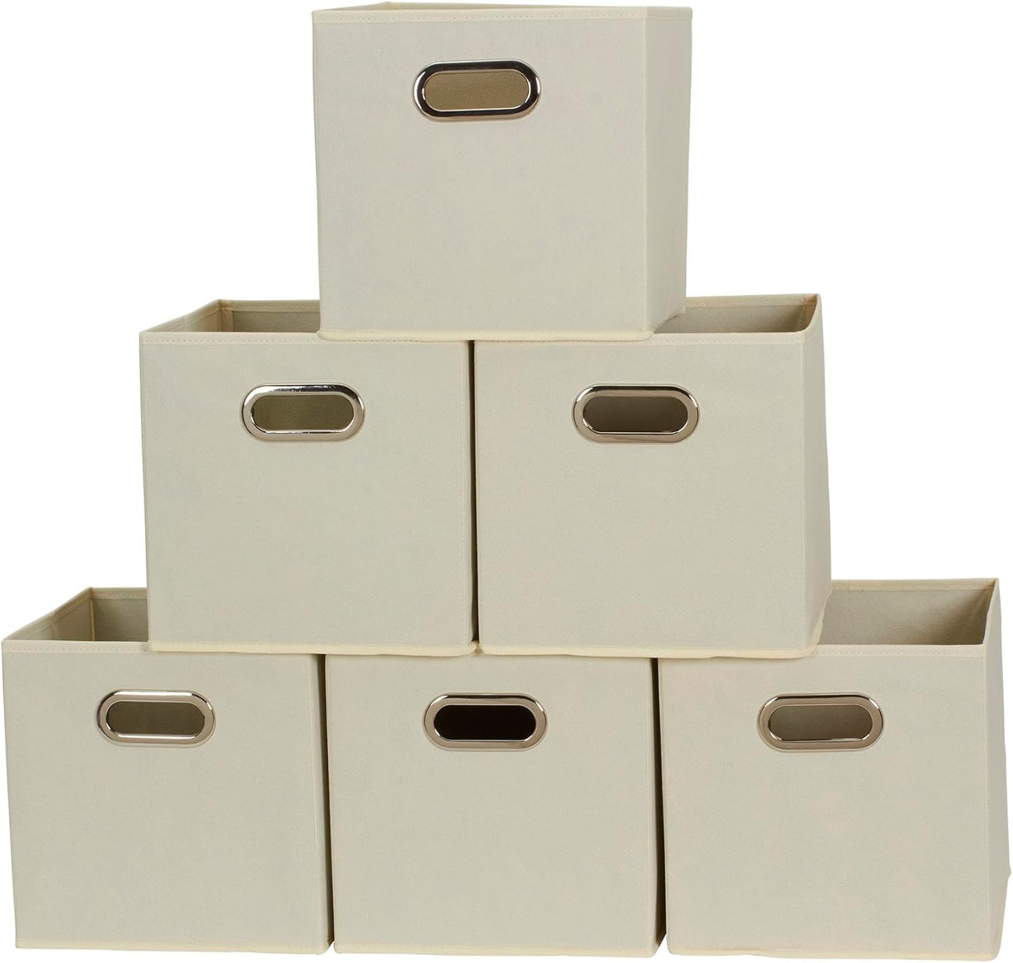 Household Essentials 82-1 Foldable Fabric Storage Bins |Cubby Cubes with Handles | Natural (Pack of 36)