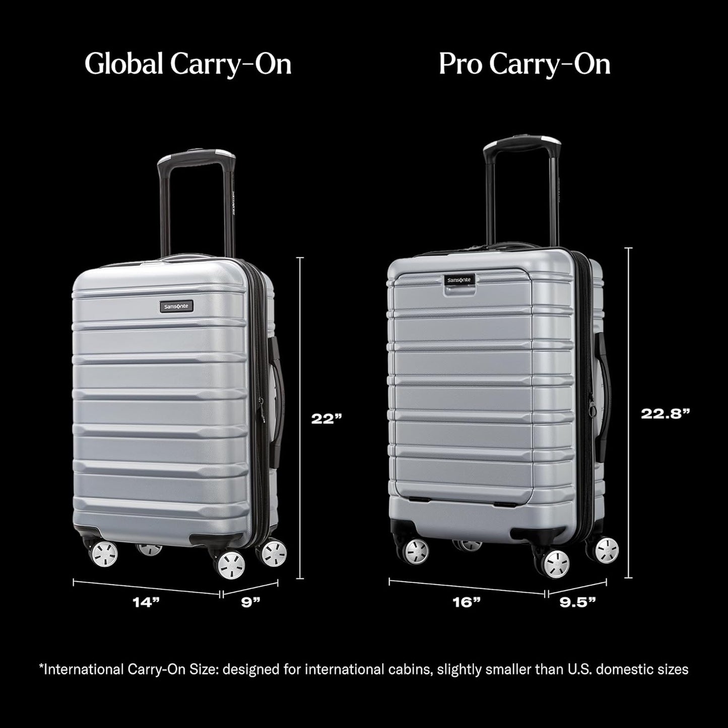 Samsonite Omni 2 International Carry-On Luggage with 360° Spinner Wheels - Scratch Resistant Hardshell - TSA, Airline-Approved - Expandable Polycarbonate Shell for Lightweight Travel - Rose Gold