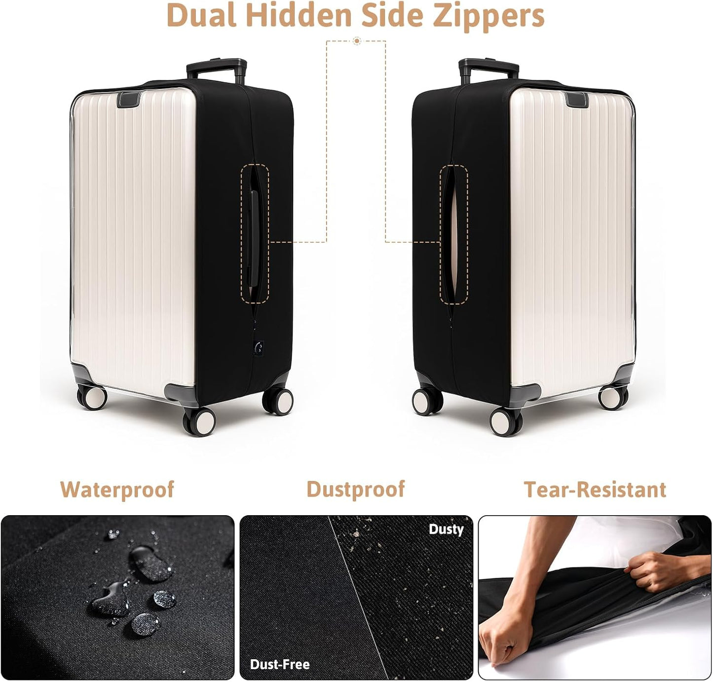 OrgaWise Clear Luggage Cover, For Suitcase Tsa Approved Transparent TPU Suitcase Cover Protector Fit 18-20 Inch Luggage