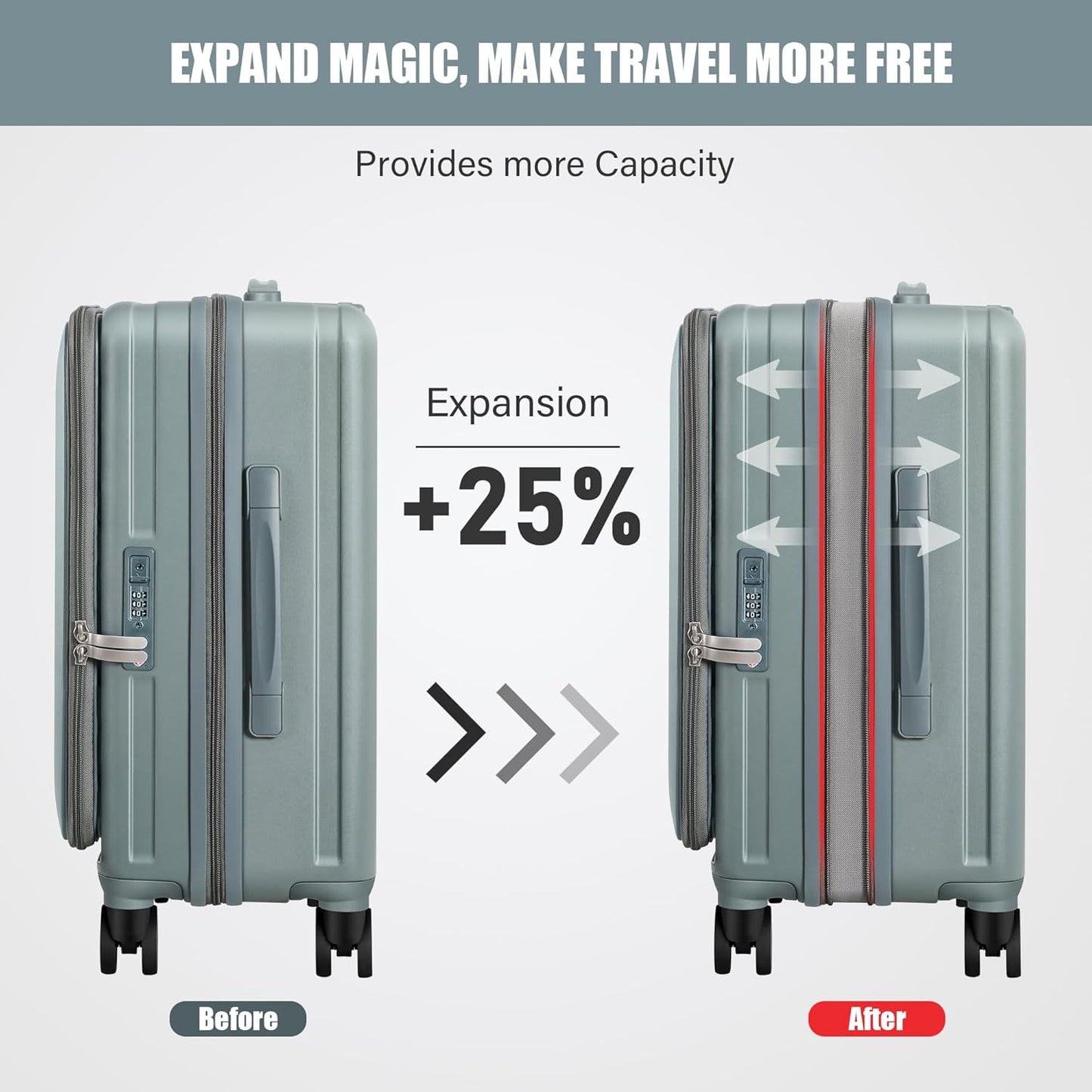 buy 0ne get 0ne free! Carry On Luggage Front Opening 20in Suitcase with TSA Lock PC Hardside Rolling Luggage Travel Suitcase, Small, Hardside Expandable Luggage with Spinner Wheels (Black)