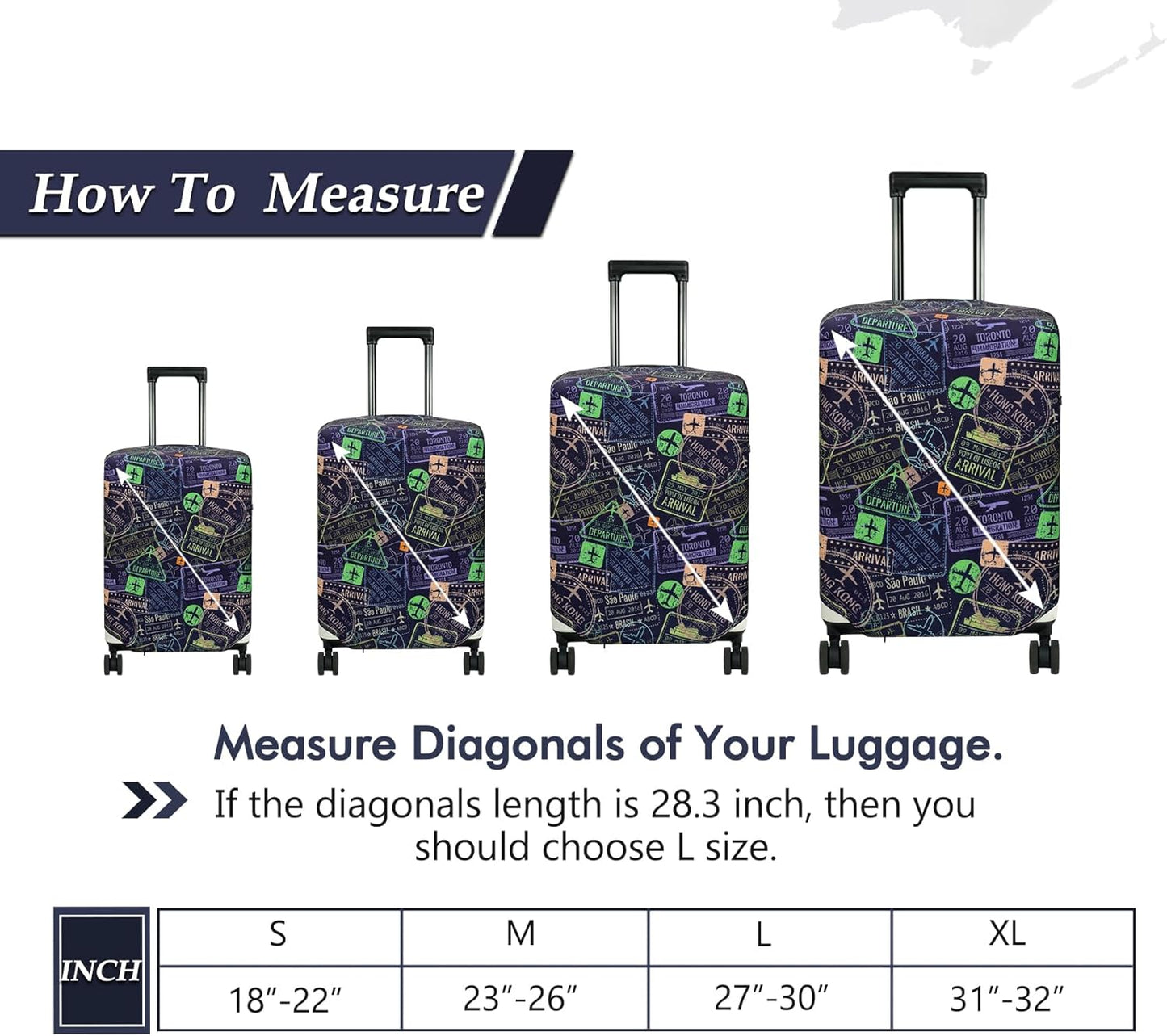 HYPER VENTURE Washable Luggage Cover - Fashion Suitcase Protector Fits 23-26 Inch Luggage (Urban Passport, M)