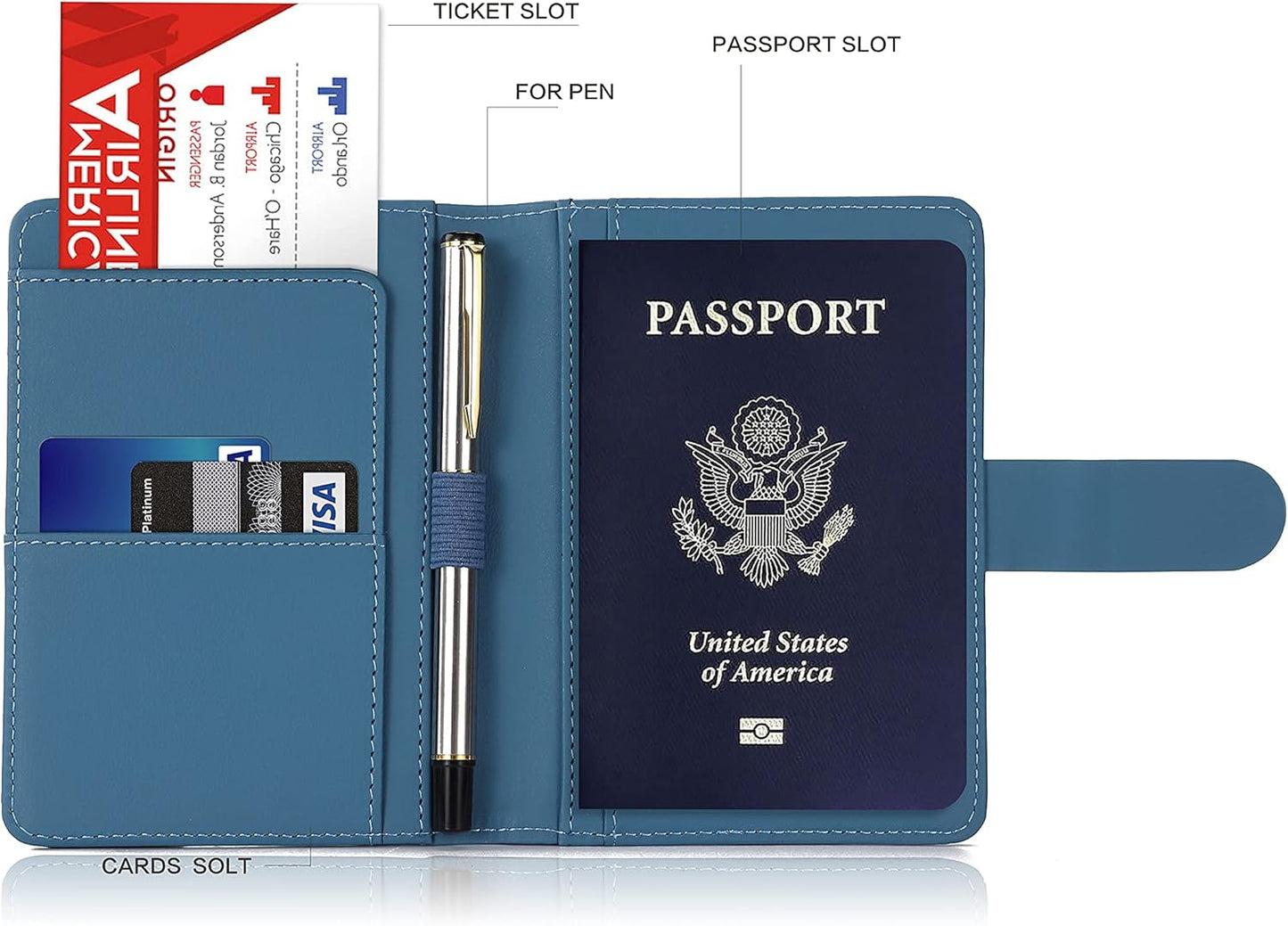 Melsbrinna Premium Leather Passport Holder Covers Case, Waterproof Rfid Blocking Travel Wallet Passport Holder with Pen Holder, Cute Passport Book for Women/Men