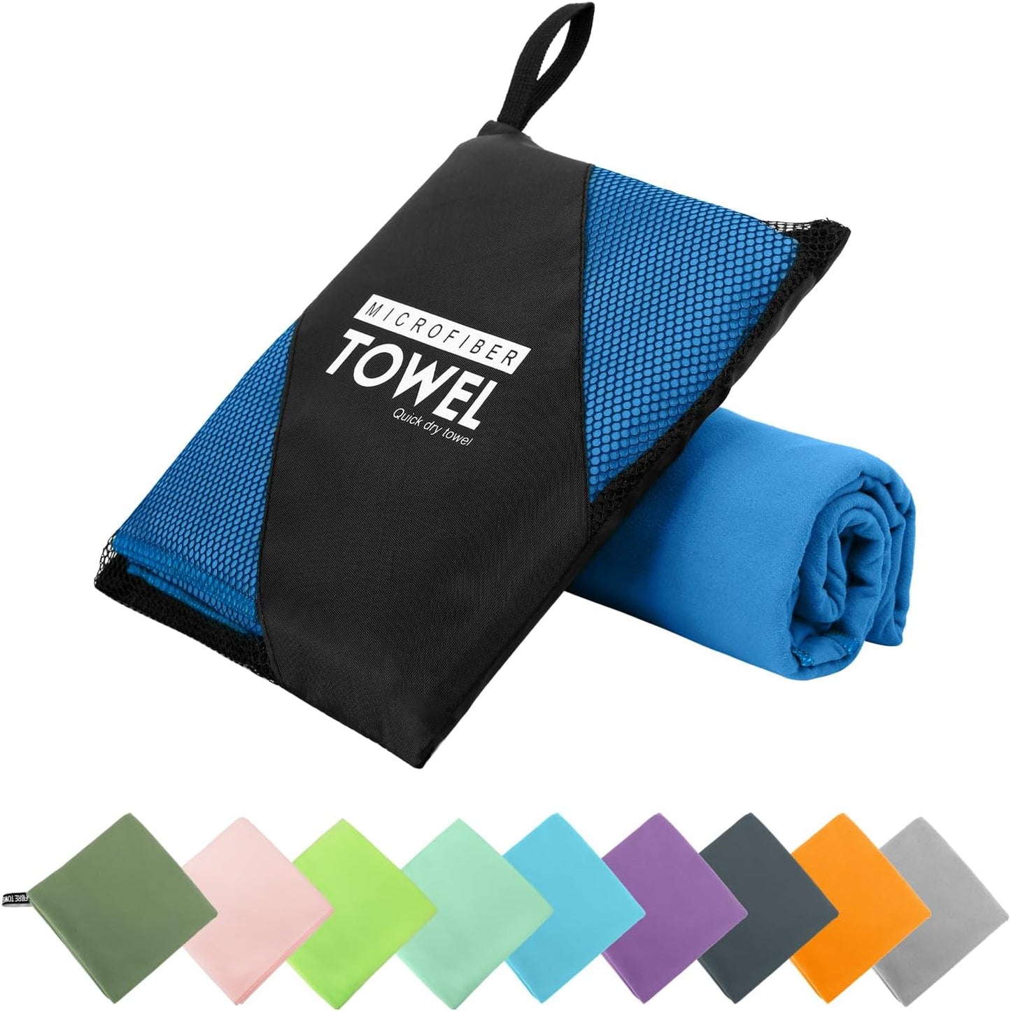 Microfiber Travel Towel, Soft Lightweight Quick Dry Towel, Super Absorbent Compact Travel & Sports & Beach Towels for Camping, Backpack, Gym, Swimming, Yoga, Hiking (S:16"×32" -Blue)