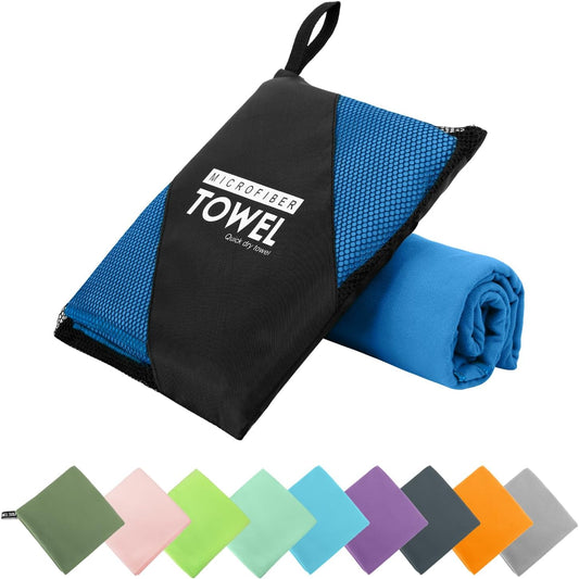 Microfiber Travel Towel, Soft Lightweight Quick Dry Towel, Super Absorbent Compact Travel & Sports & Beach Towels for Camping, Backpack, Gym, Swimming, Yoga, Hiking (S:16"×32" -Blue)