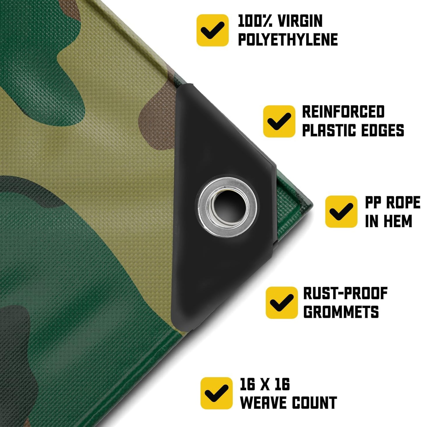 Core Tarps Extreme Heavy Duty 20 Mil Tarp Cover, Waterproof, UV Resistant, Rip and Tear Proof, Poly Tarpaulin with Reinforced Edges for Roof, Camping, Patio, Pool, Boat (Camouflage/Green 25′ X 40′)