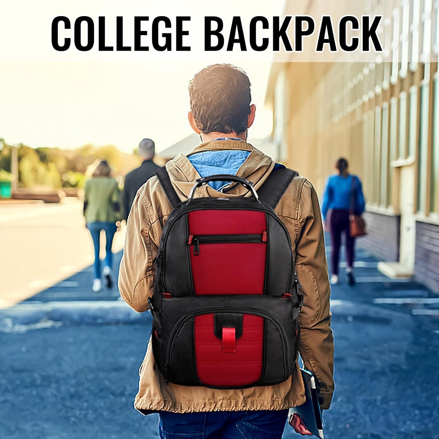 YOREPEK 18.4 Laptop Backpack,Large Backpacks Fit Most 18 Inch Laptop with USB Charger Port,TSA Friendly Flight Approved Weekend Carry on Backpack with Luggage Strap for Men and Women, Red