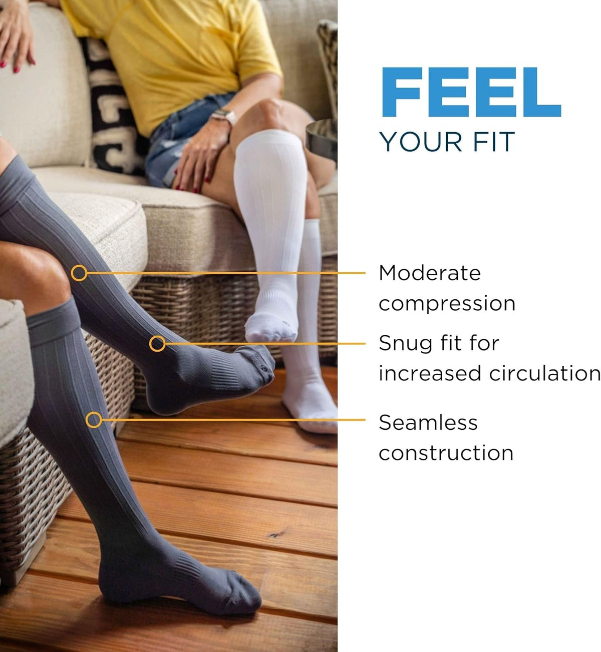 Medical Grade Compression Socks for Men & Women 15-20 mmHg by OrthoSleeve (Grey w/Stripes, Medium)