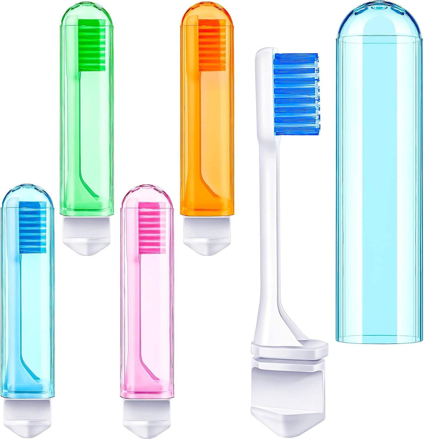 Patelai 8 Pieces Travel Toothbrush Set, Soft Bristle Mini Foldable Tooth Brush with Case, Individually Wrapped Small Portable Travel Size Toiletries Stuff for Camping (Bright Color)