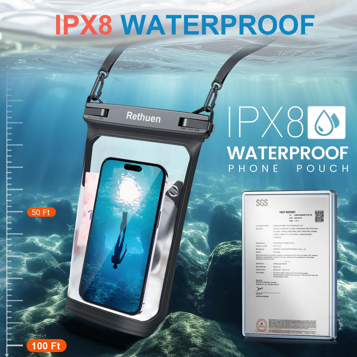Large Floating Waterproof Phone Pouch, 2Pack Cell Phone Dry Bag for iPhone 16 15 14 13 12 Pro Max Galaxy S24 S23 S22 All Phones, Float Water Proof Bag for Beach Water Park (Black + Lime Green)