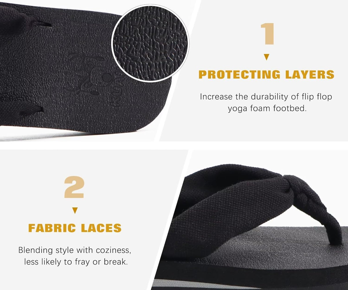 KuaiLu Flip Flops for Women with Arch Support Yoga Mat Comfortable Summer Beach Walking Thong Cushion Sandals Slip On Indoor Outdoor