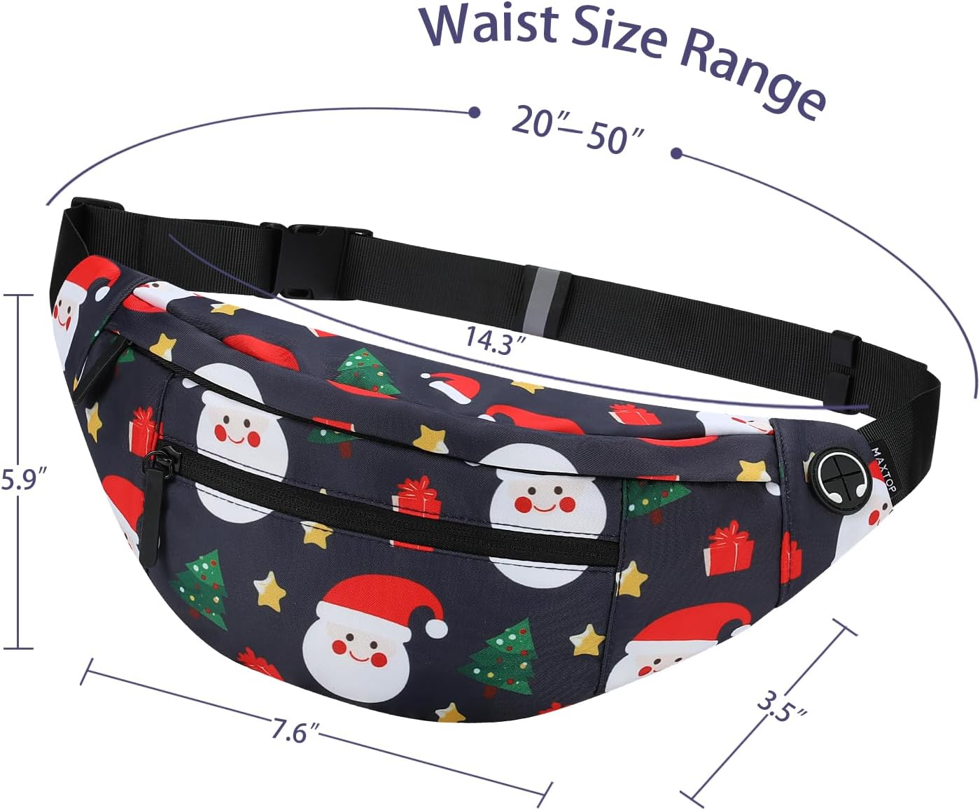 MAXTOP Large Crossbody Fanny Pack with 4-Zipper Pockets,Gifts for Enjoy Sports Festival Workout Traveling Running Casual Hands-Free Wallets Waist Pack Phone Bag Carrying All Phones