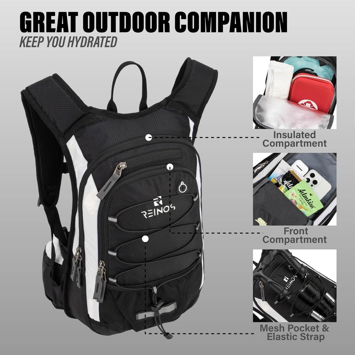 Hydration Pack Backpack with 3L Water Bladder for Men & Women, Hiking Daypack with Thermal Insulation | Running, Cycling, Camping, Skiing, Outdoor Activities