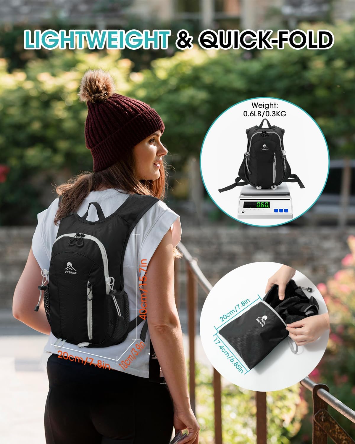 Small Hiking Backpack with Front Phone Holder, Packable Back pack with Chest and Waist Strap, Lightweight Daypack for Women Men