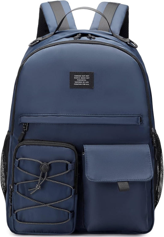 Lohol Water Resistant Backpack for Travel School Work, Casual Daypack with Anti Theft Pocket for Teen Girls Boys (Navy)