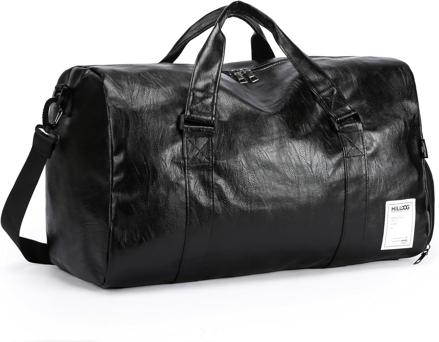 Leather Sports Gym Tote Bag with Shoes Compartment & Wet Pocket, Travel Duffel for Men & Women, Shoulder Weekender Overnight Bag for Yoga, Pilates, Swimming