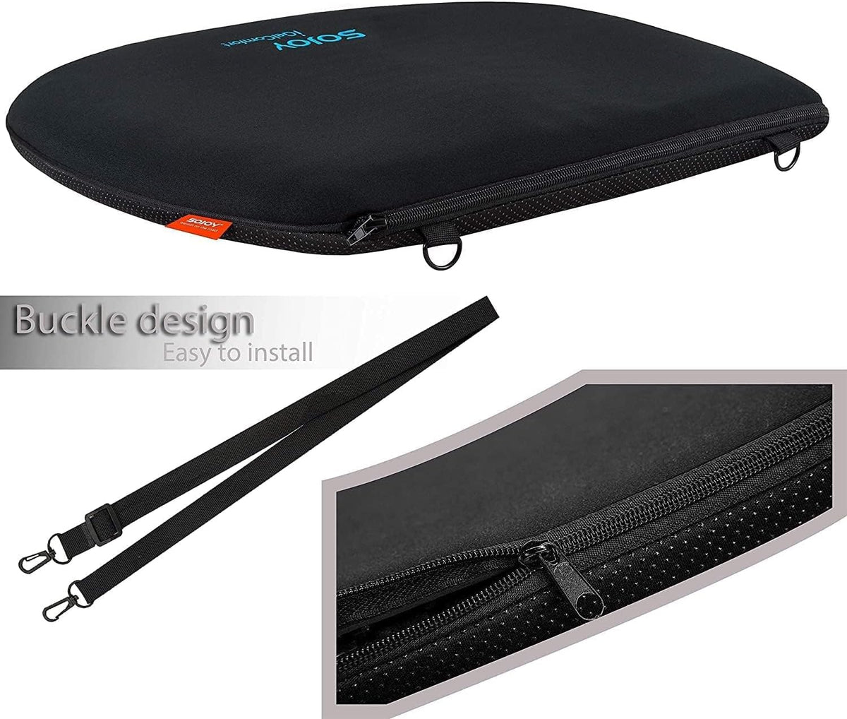 Sojoy Coccyx Gel Seat Cushion- Orthopedic Memory Foam Chair Cushions for Home Kitchen Office Desk Car Truck Airplane (Black)