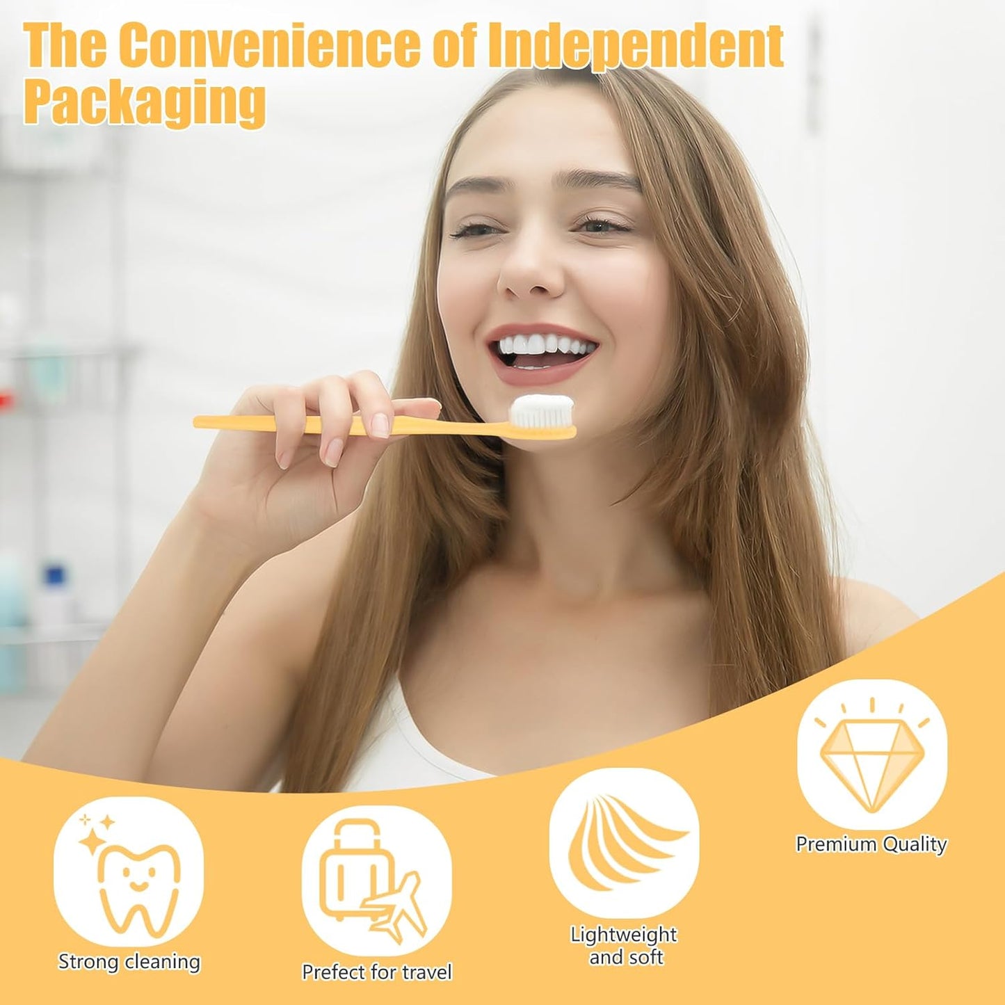 NICEMOVIC 100 Pack Disposable Toothbrushes Bulk with Toothpaste and Comb Travel Size Toothpaste Set Homeless Care Package Supplies for Bulk Individually Wrapped Disposable Travel Hotel Charity, Yellow