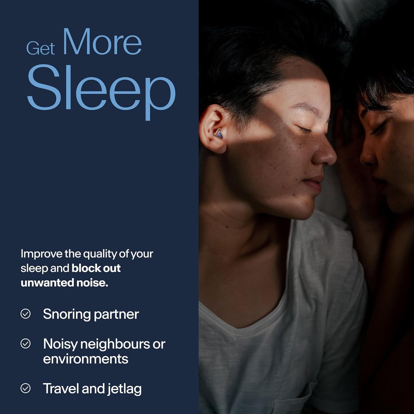 Alpine SleepDeep - Soft Ear Plugs for Sleeping and Concentration - New 3D Oval Shape and Noise Reducing Gel for Better Attenuation - 27 dB - Ideal for Side Sleeper - 1-Pair Reusable: M/L White