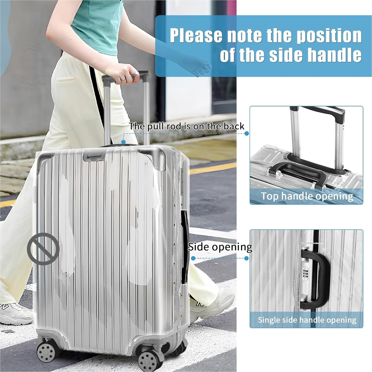 Yotako Upgraded Zippered Clear PVC Suitcase Cover, 26 Inch Luggage Covers for Suitcase Luggage Protector Cover 26''