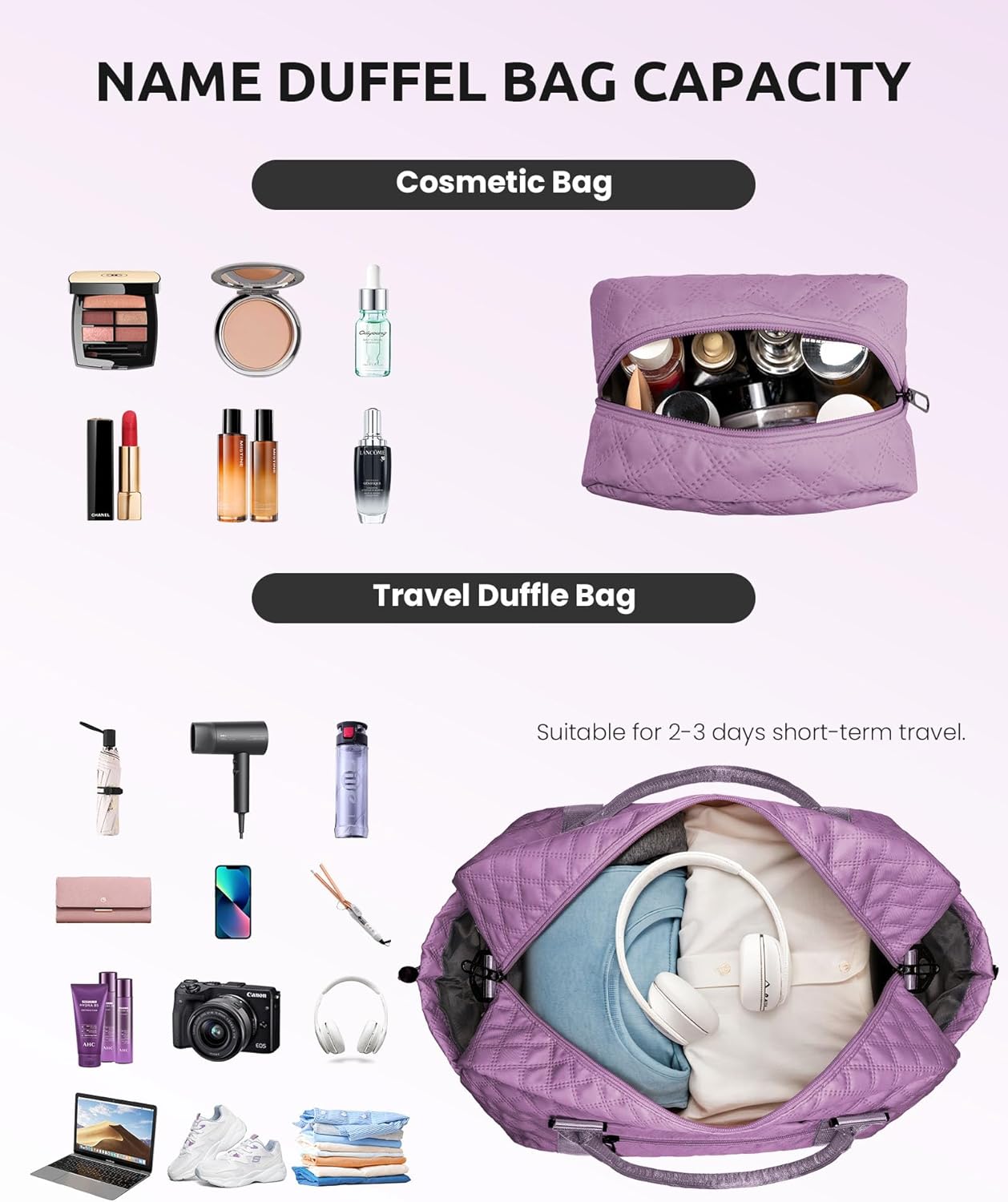 Personalized Gifts-Initial Overnight Bag with Shoe Compartment, Personalized Weekender Bag, Monogram Overnight Bag, Letter Travel Bag with Makeup Bag，Birthday Gift For Women Girl (Letter Q)