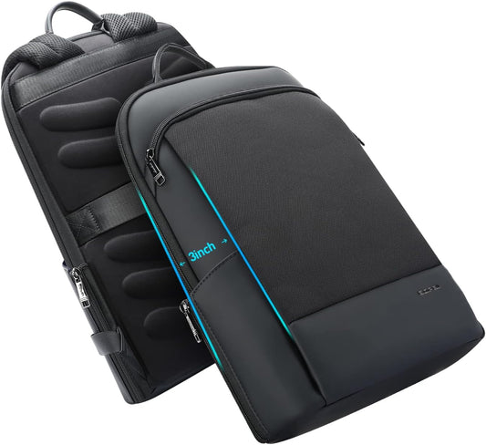BOPai 15 inch Super Slim Laptop Backpack Men Anti Theft Waterproof Backpack Light Smart Business Computer Backpack Casual Daypack Black