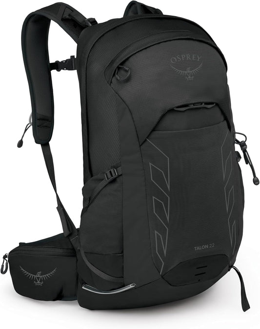 Osprey Talon 22L Men's Lightweight Hiking Backpack with Hipbelt, Black/Coal Grey